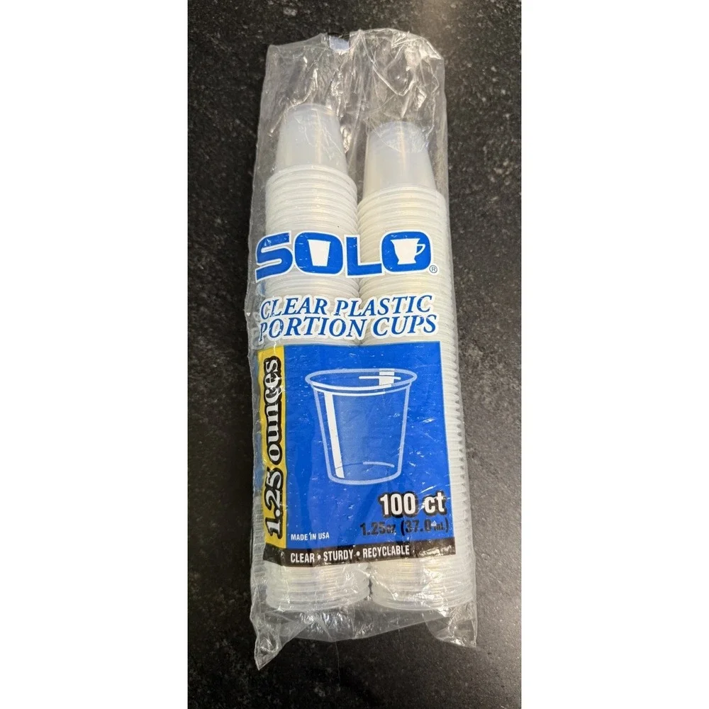 SOLO Clear Plastic‎ Portion Cups 1.25 oz TS125 Lot of 300 Cups New Sealed